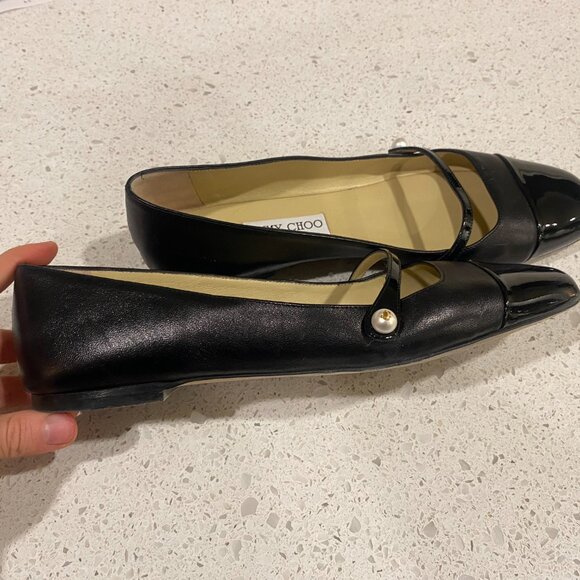 JIMMY CHOO Elisa leather ballerina shoes - Picture 4 of 8